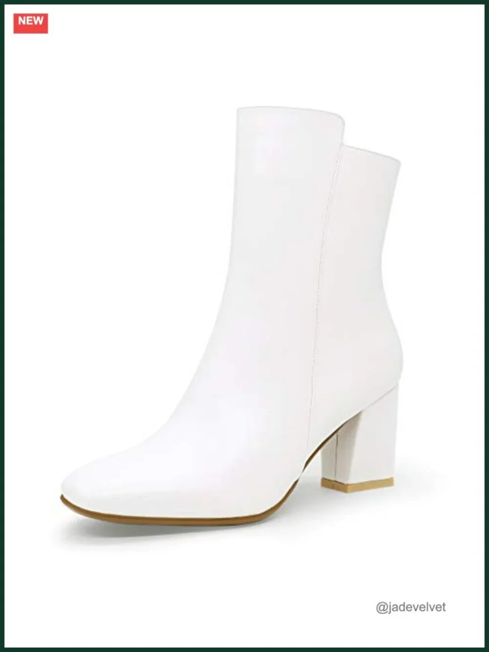 Square Toe Ankle Boots 3-Inch Block Heel Side Zipper